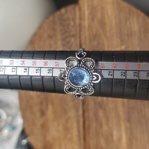 Size 9 R123 blue glass ring sterling